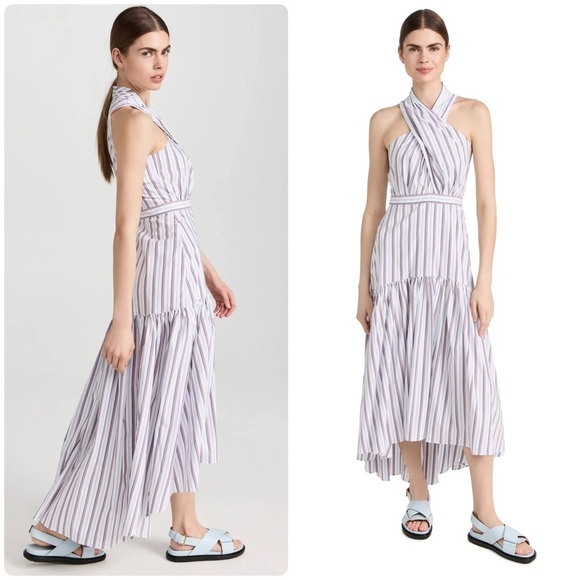 Veronica Beard Dresses & Skirts - New! Veronica beard Radley Striped Halter Poplin Midi Dress 💜 size 8 NWT!